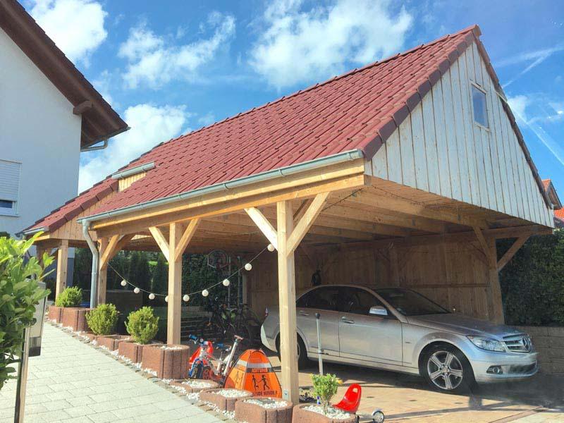 Carport mit Satteldach und Eindeckung