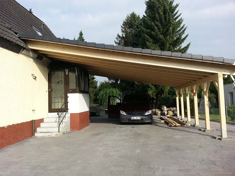 Doppelcarport Sonderlösung mit Pultdach