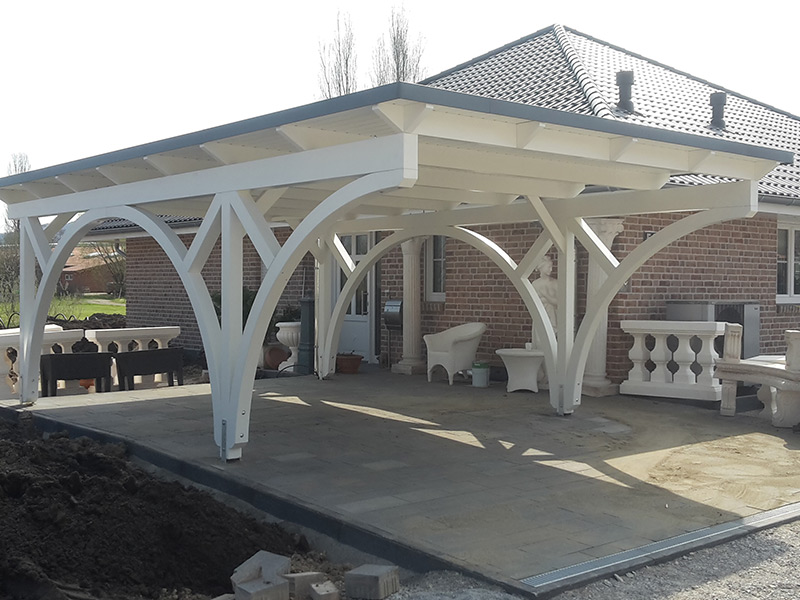 Rundbogen Carport freistehend in Weiß